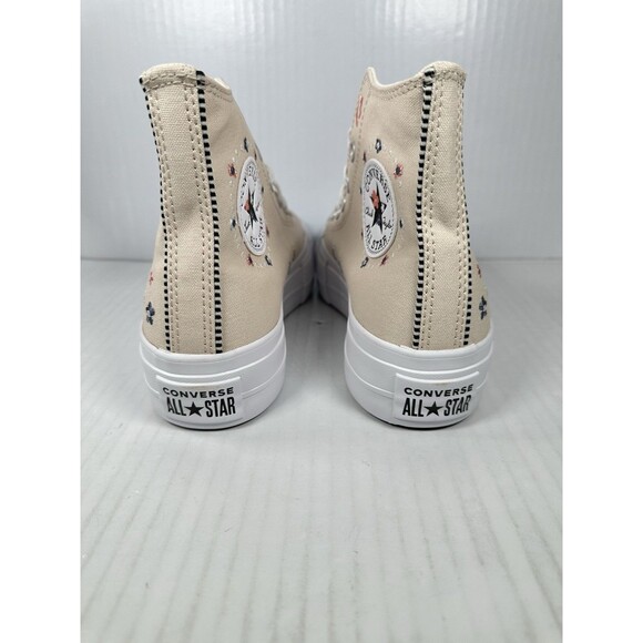 Converse Women 7.5 Hi Top Sneakers Platform CTAS Lift Embroidered Flower A14265C - Picture 6 of 9